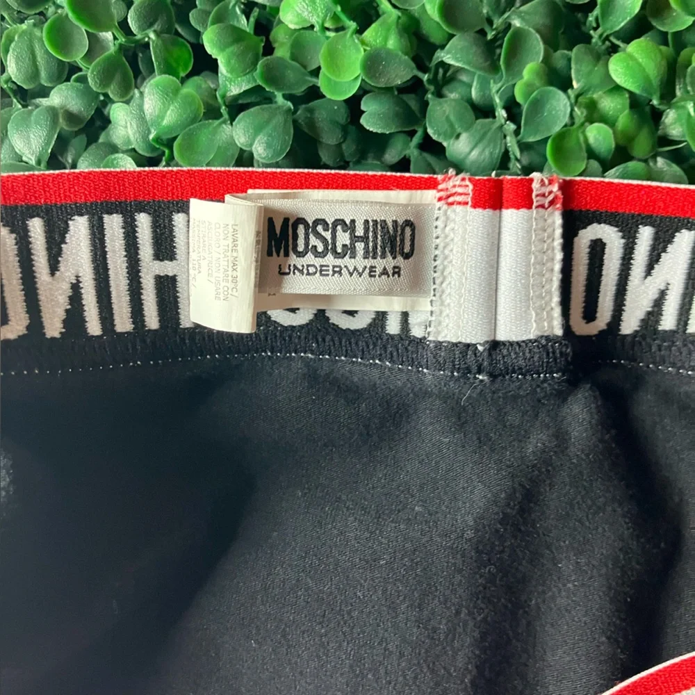 MOSCHINO [NWOT] Black LOGO Boxer Briefs with Branded Waistband Size Medium - Picture 6 of 8